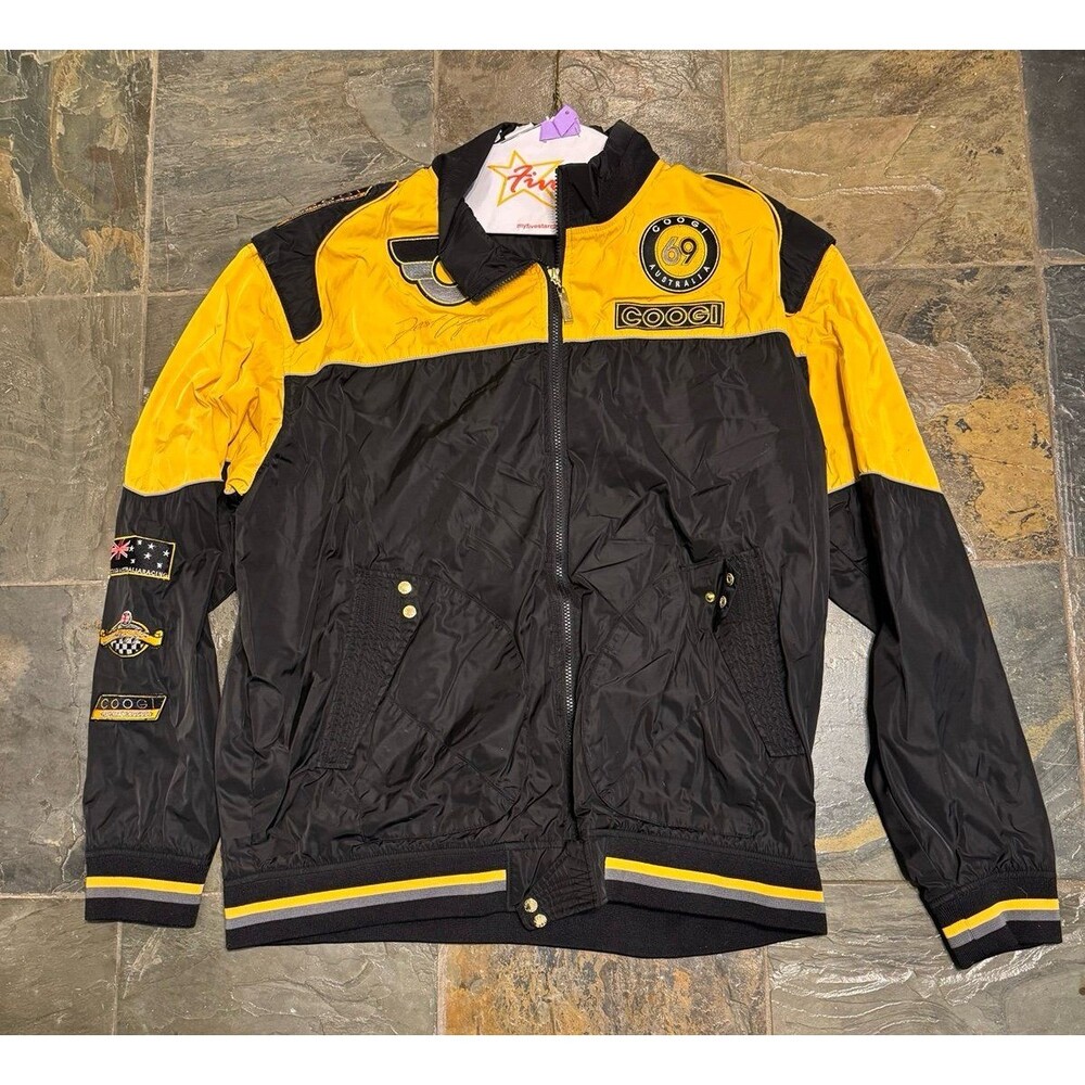 COOGI VERY RARE RACING JACKET BOMBER STYLE BLACK YELLOW MENS XXXL